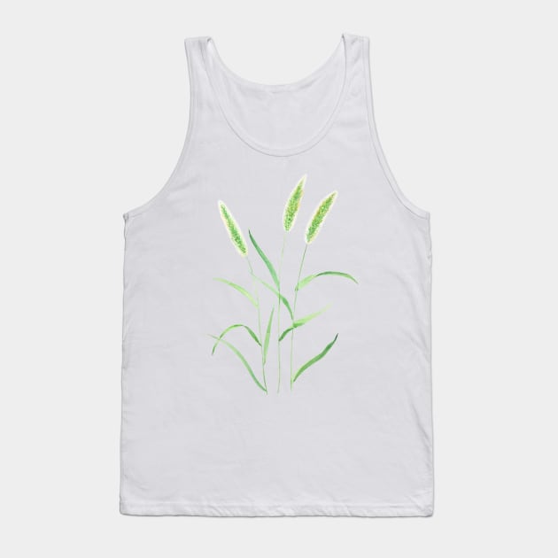 Green Setaria watercolor painting Tank Top by colorandcolor